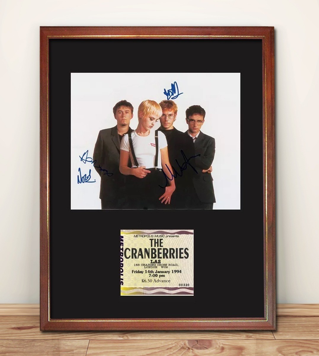 THE CRANBERRIES FRAMED 13x17" Signed Photo & Concert Ticket DISPLAY REPRO