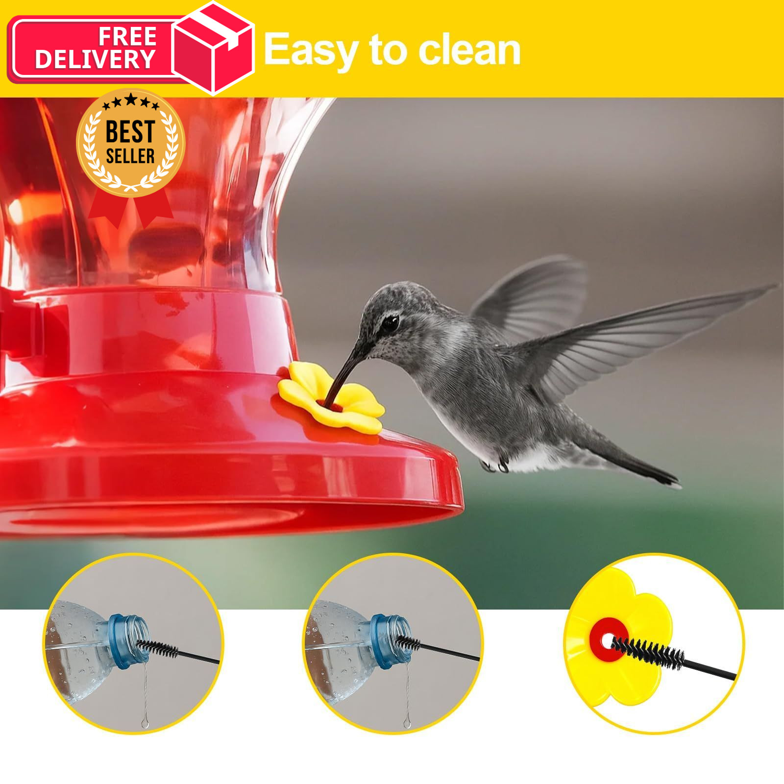 12pcs Hummingbird Feeder Replacement Flowers 12PCS, Yellow