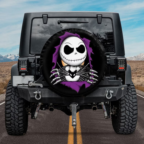Jack Skellington Theme Print PVC Leather Spare Tire Cover. Perfect Gift.