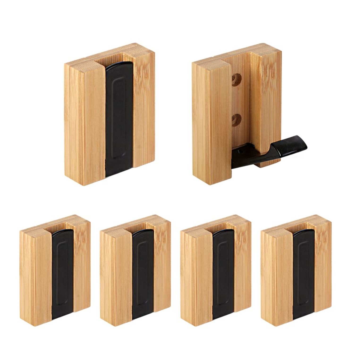 JSVER Wooden Wall Hooks Wall Mounted Wall Hooks, Single Organizer Hook Rack, ...