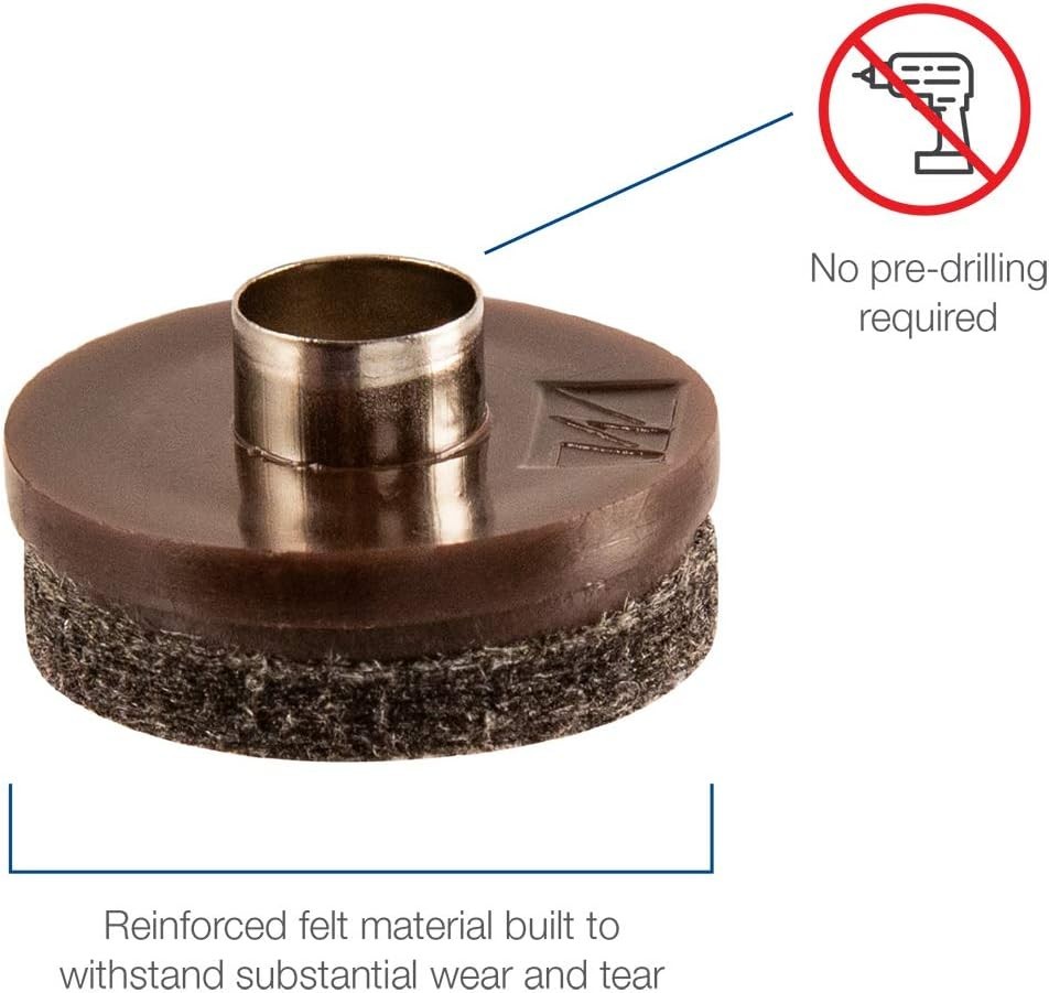 Protective 7/8" Round Nail-On Heavy Duty Felt Pads for Wood Furniture, 8 Pack