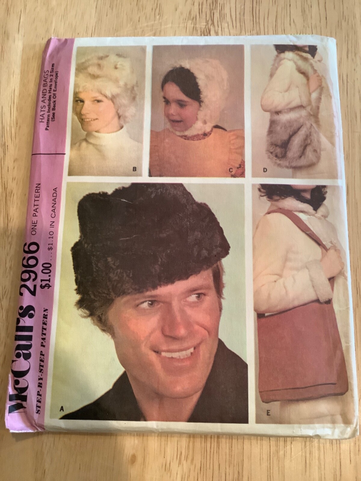 McCalls SEWING PATTERN 2966 HATS & BAGS Sizes Small & Large UNCUT Kids & Adults