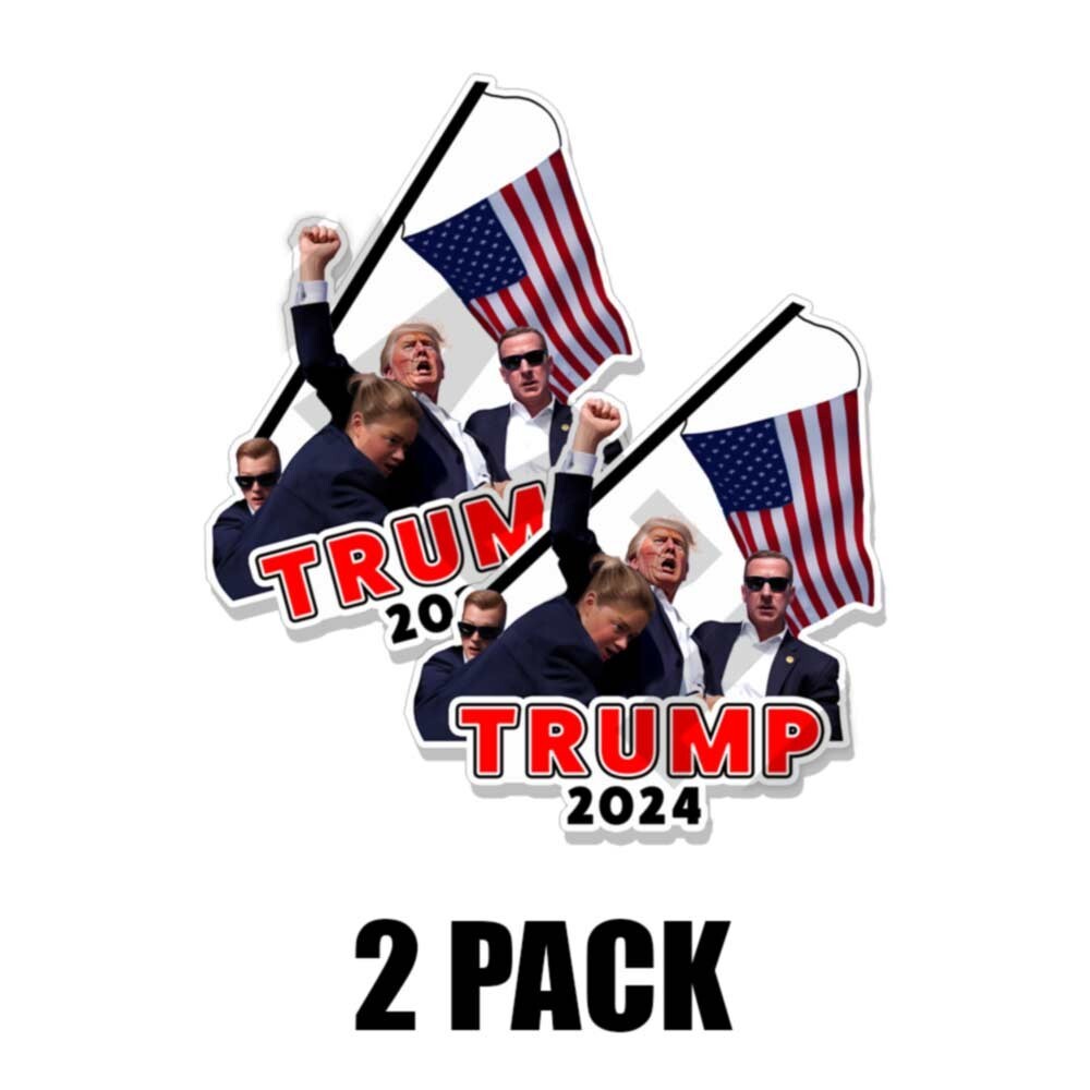 TRUMP 2024 RAISING FIST STICKER shooting SAVE AMERICA patriot DONALD MAGA 2 PACK