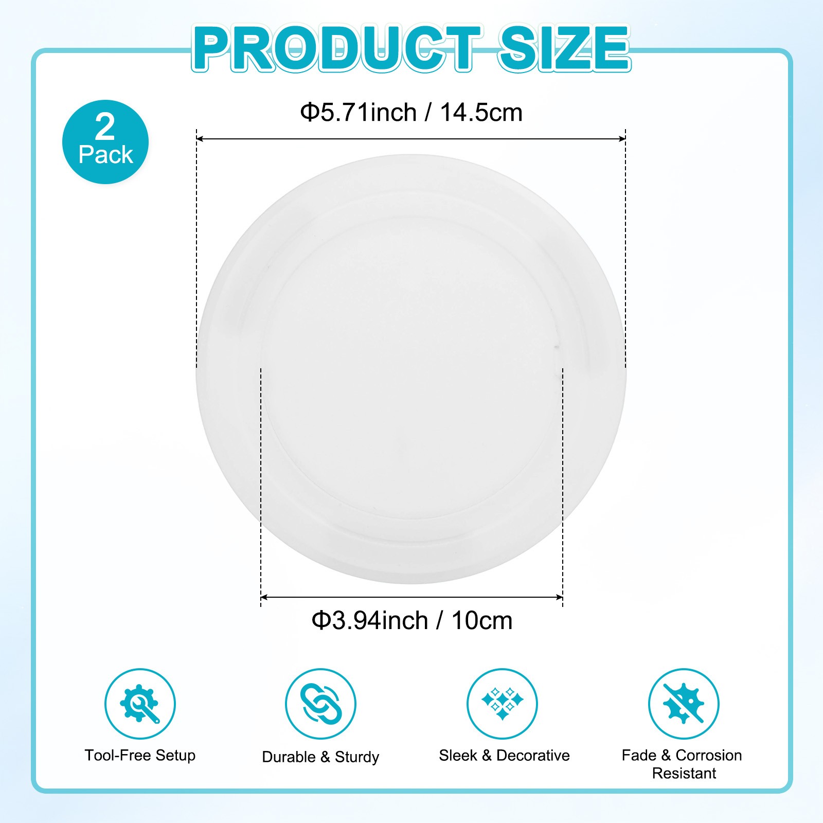 2-Pack Access Panel for Drywall, 4x4 Inch Round Plastic Removable [White]