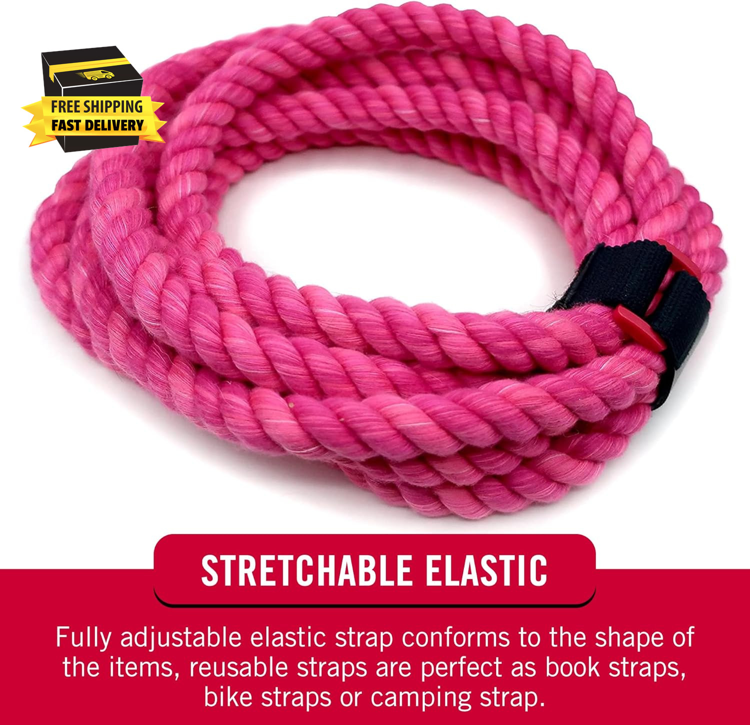 Elastic Cinch Straps with Buckle | 2 Count | Adjustable and Stretch for Snug Fit