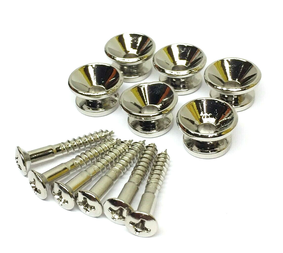 (3 pairs) Economy Nickel Strap Buttons for Fender® Strat/Tele/Bass ESBF-3N