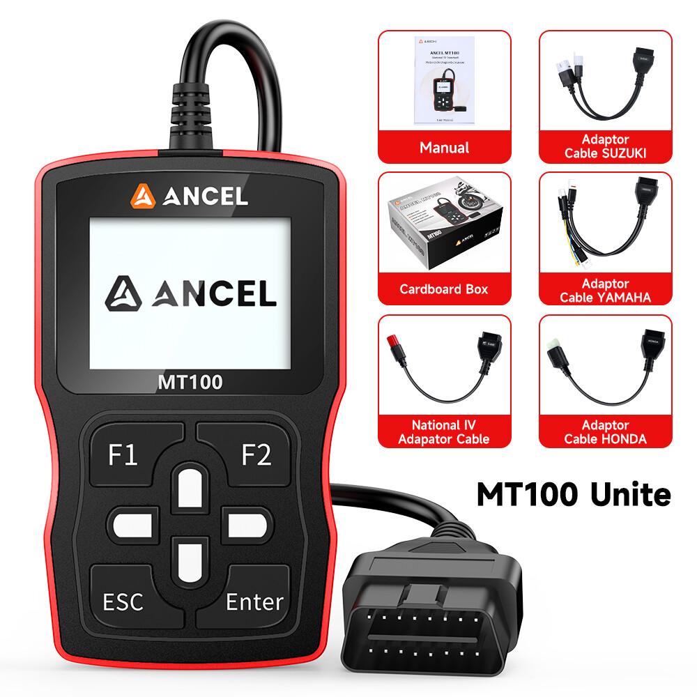 ANCEL MT100 Motorcycle Scanner OBD2 Code Reader Engine ABS Diagnostic Tool
