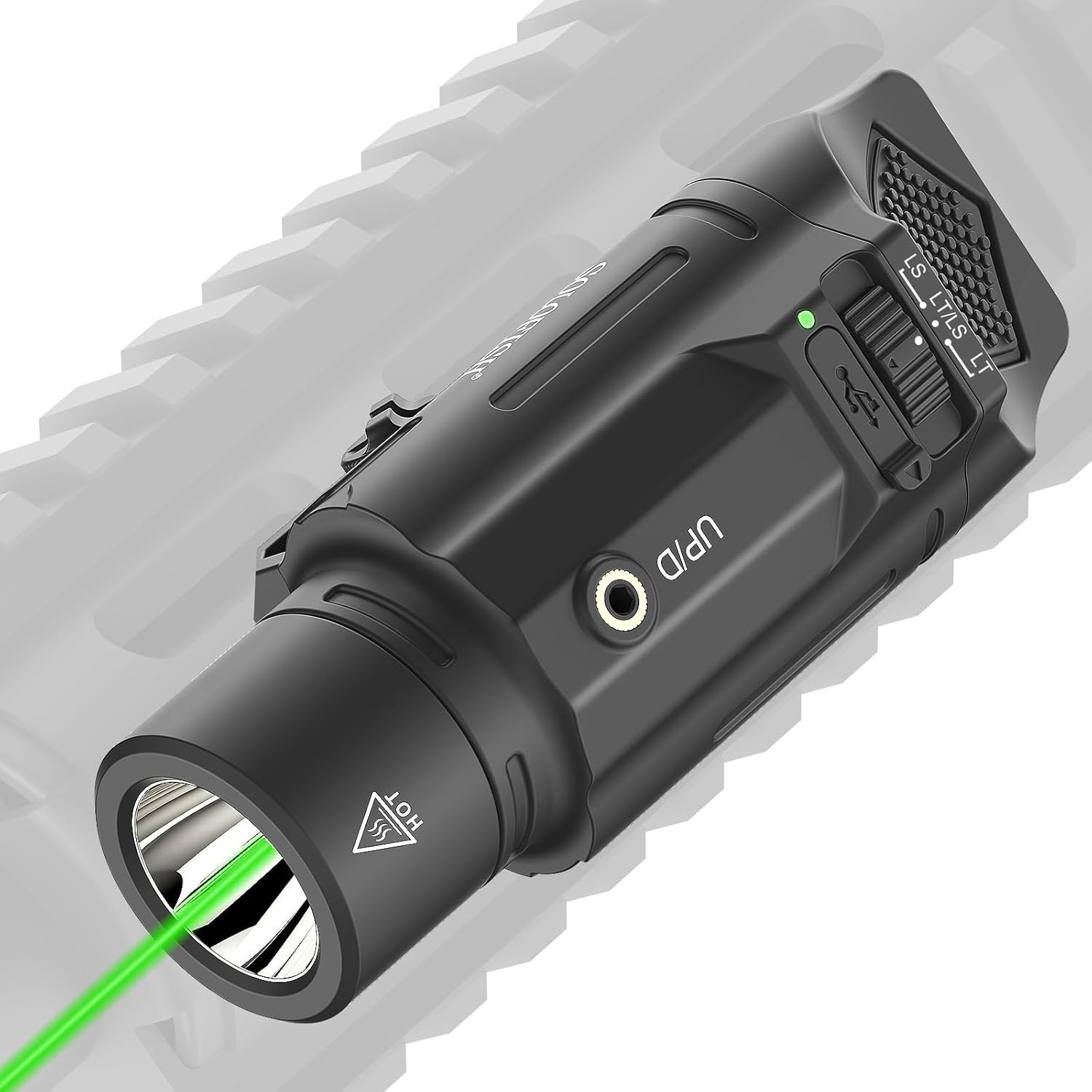 Tactical Flashlight Green Laser Combo 1500 Lumens Rifle Picatinny Rechargeable