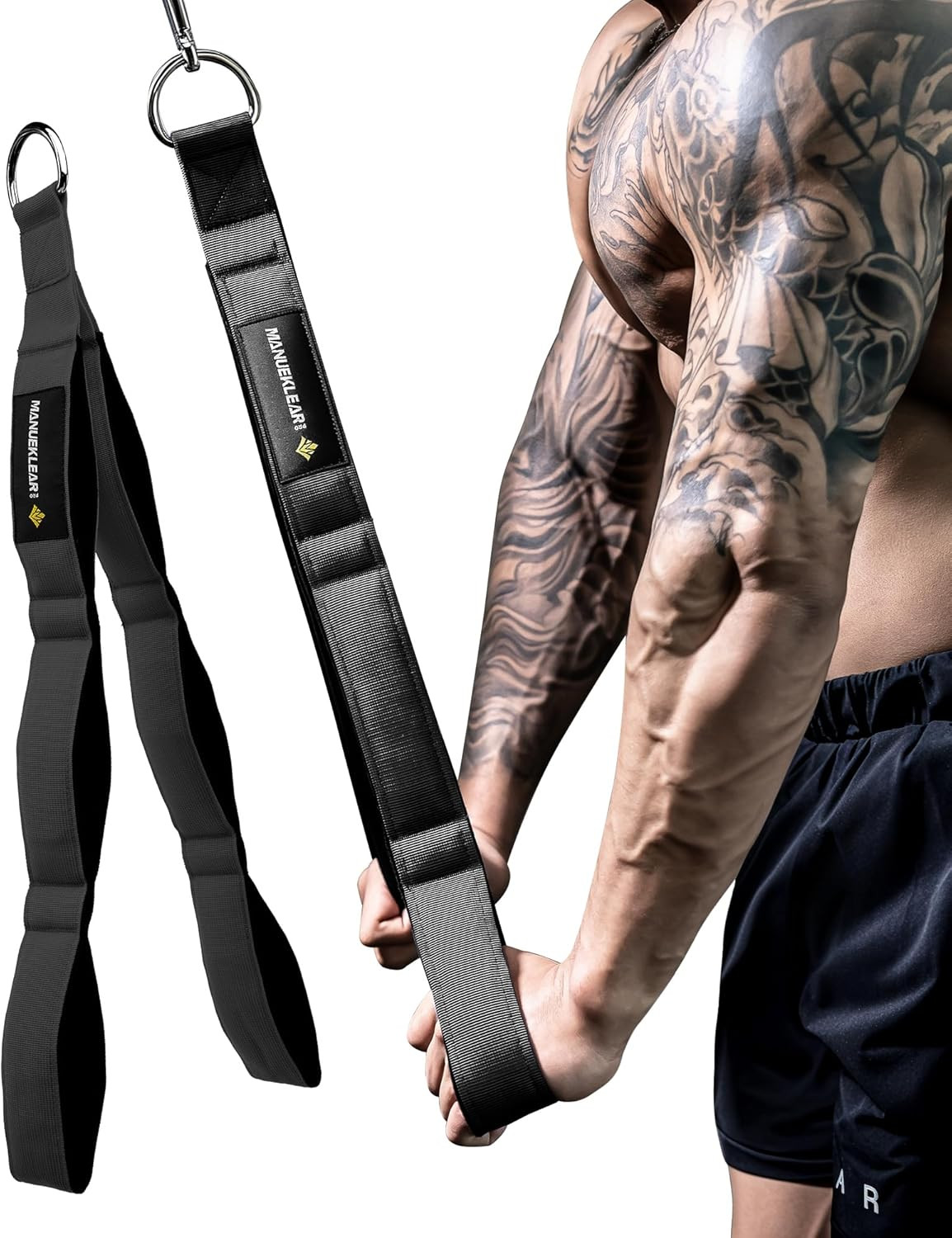 MANUEKLEAR Tricep Rope Cable Attachment Handles, Greater Range of Motion, Tricep