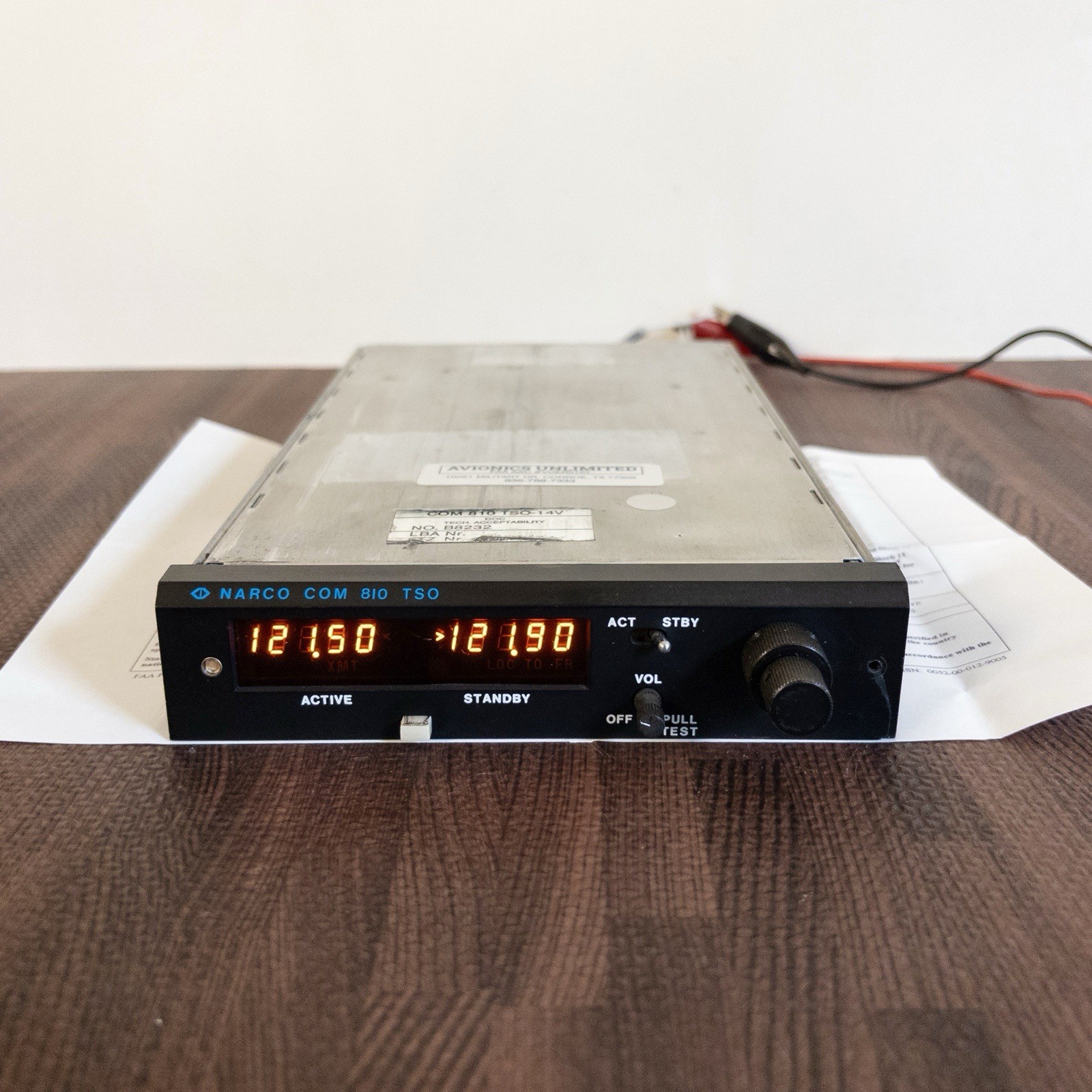 NARCO COM 810 TSO VHF COM TRANSCEIVER 14 Volt With New 8130
