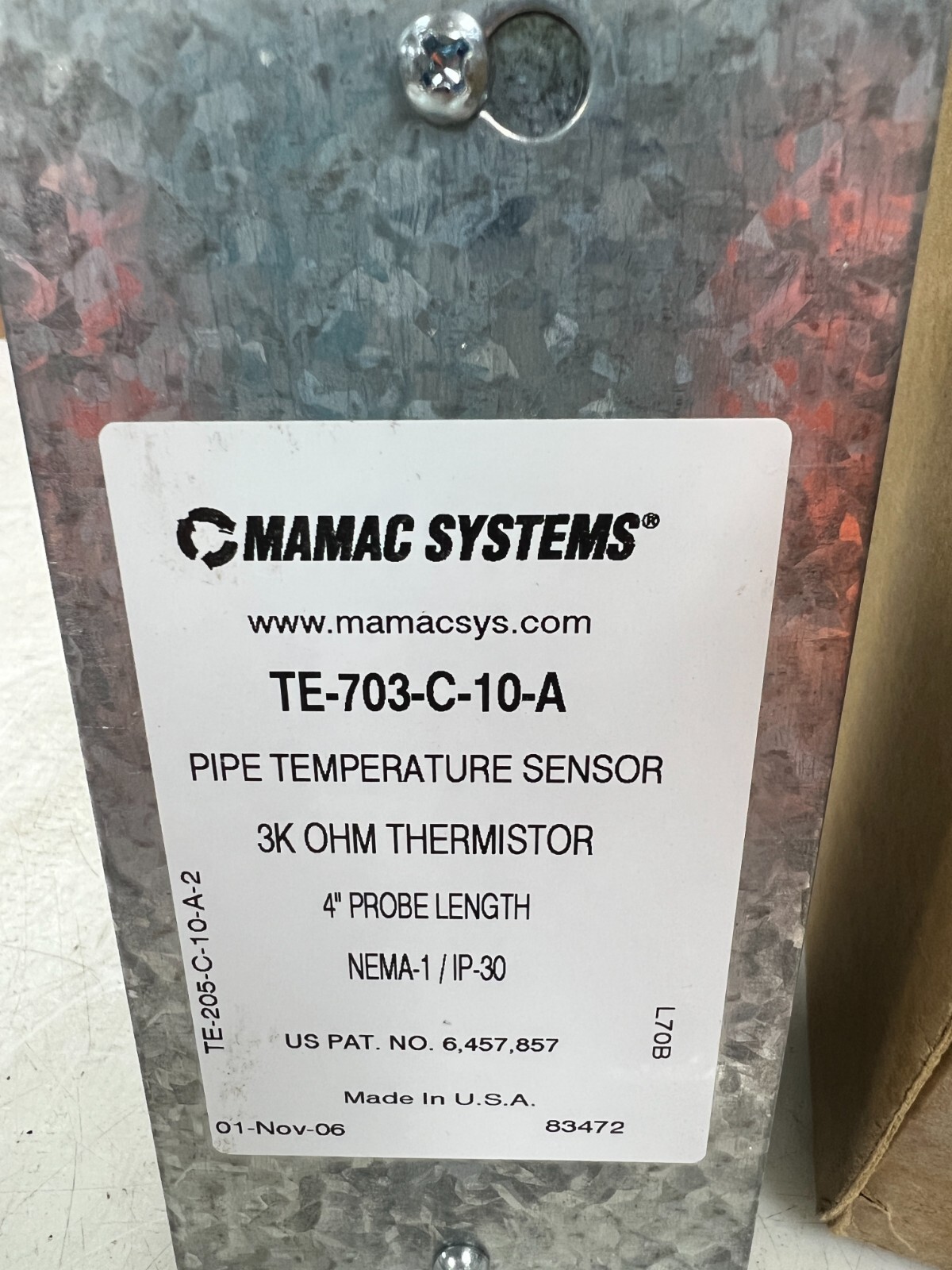 👀 NEW MAMAC SYSTEMS 4" PIPE TEMPERATURE SENSOR NEMA TYPE 1 TE-703-C-10-A