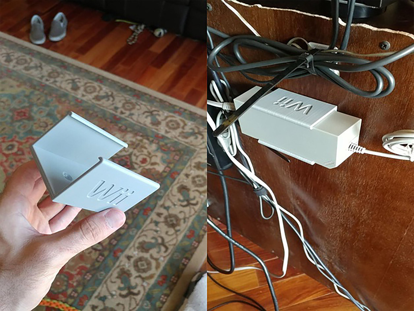 Nintendo Wii Power Brick Wall Mount PSU Mounting Hardware Bracket Case with Logo