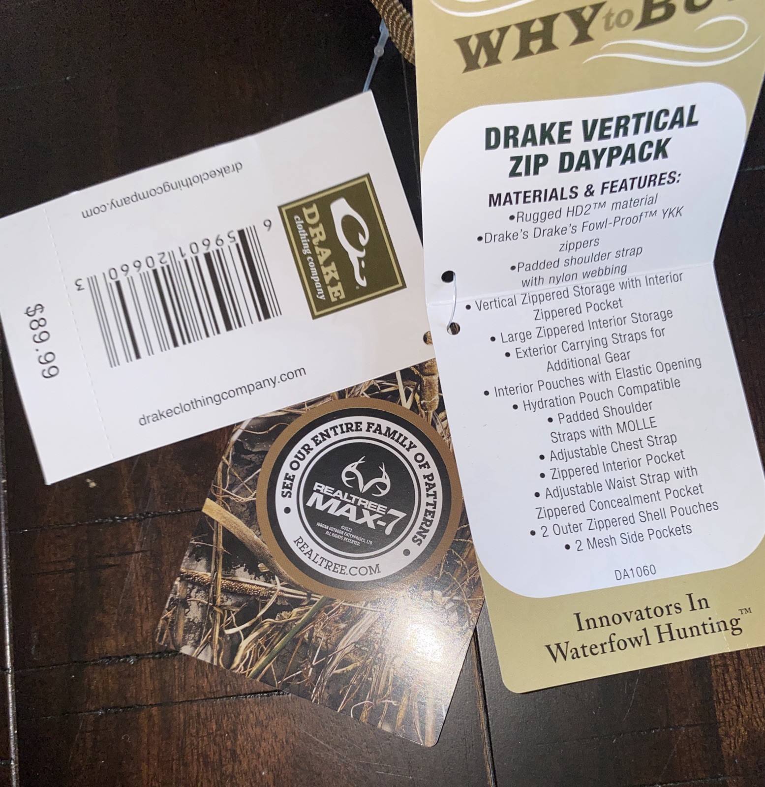 Drake Waterfowl Zip Daypack Backpack New With Tags