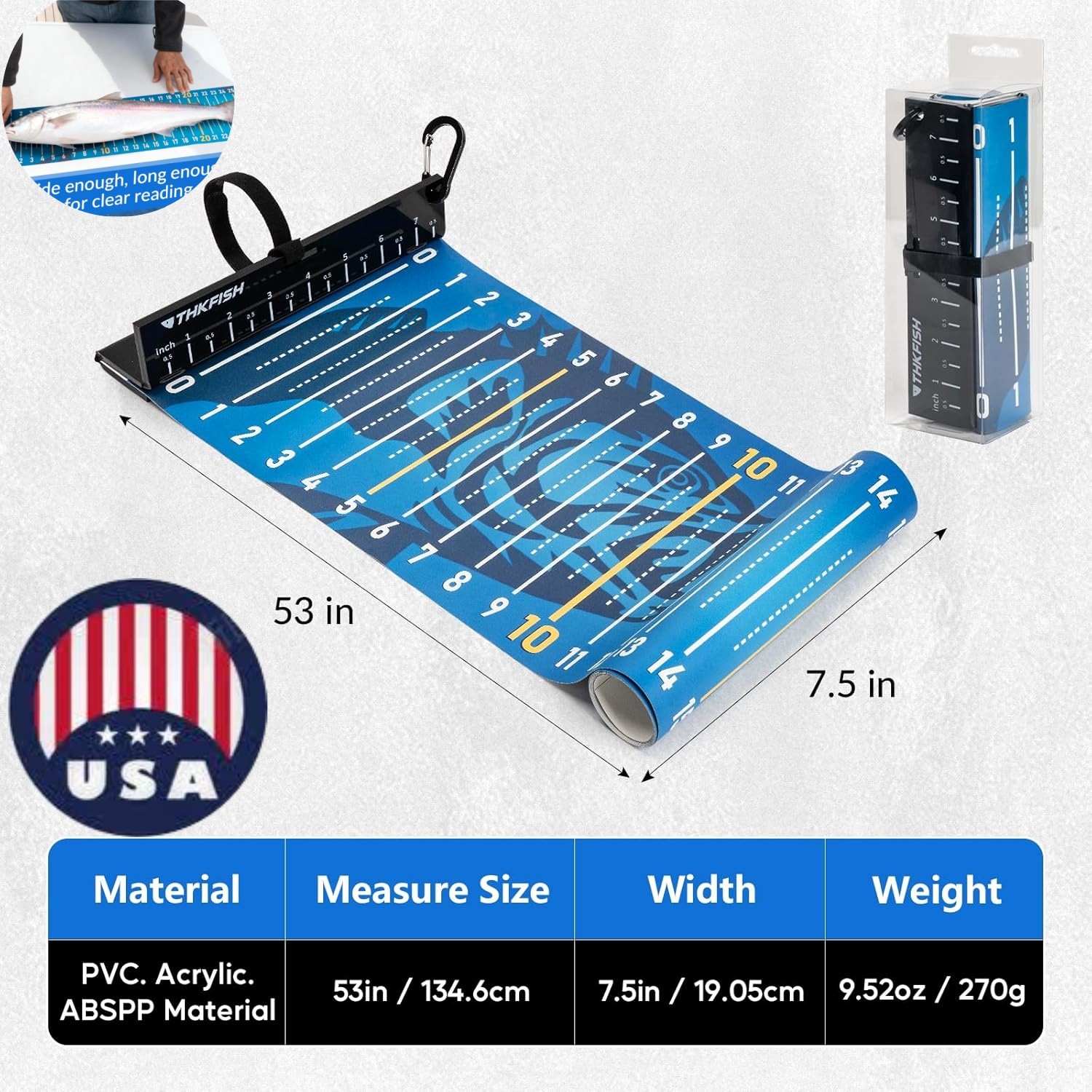 Fish Ruler Fishing Measuring Tape 53Inch Fish Ruler Tape for Boat Tool Foldable