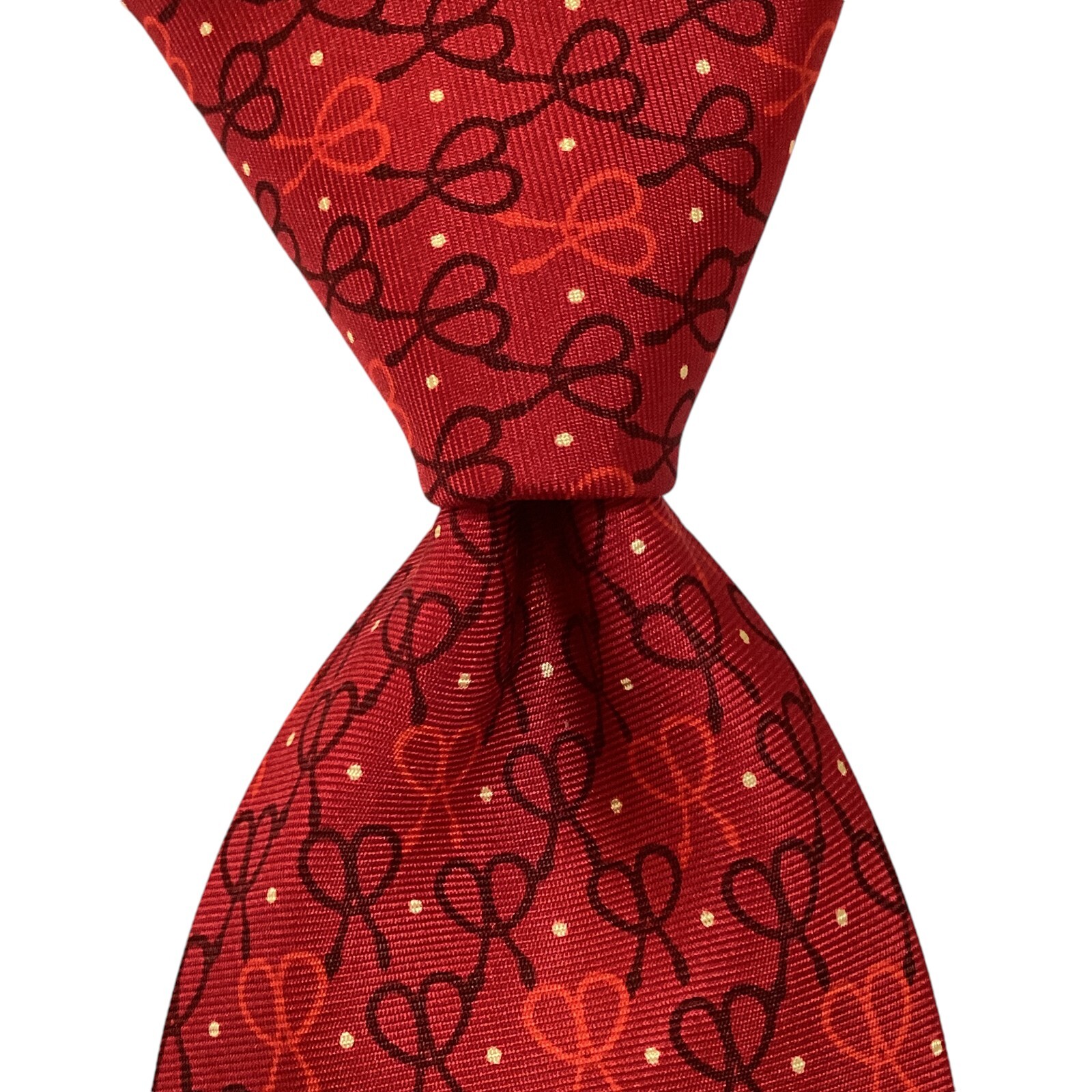 PINEDA COVALIN Men's 100% Silk Necktie MEXICO Luxury Geometric CADECI Red EUC
