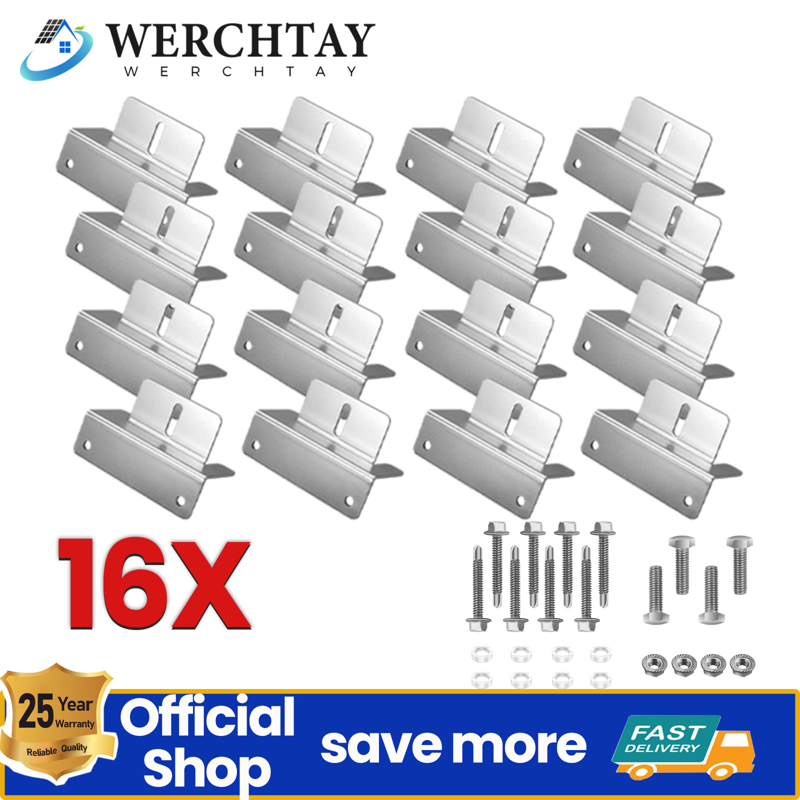 16 Sets Solar Panel Z Bracket Mounting Mounts Set Solar Panel RV Boat Roof Wall