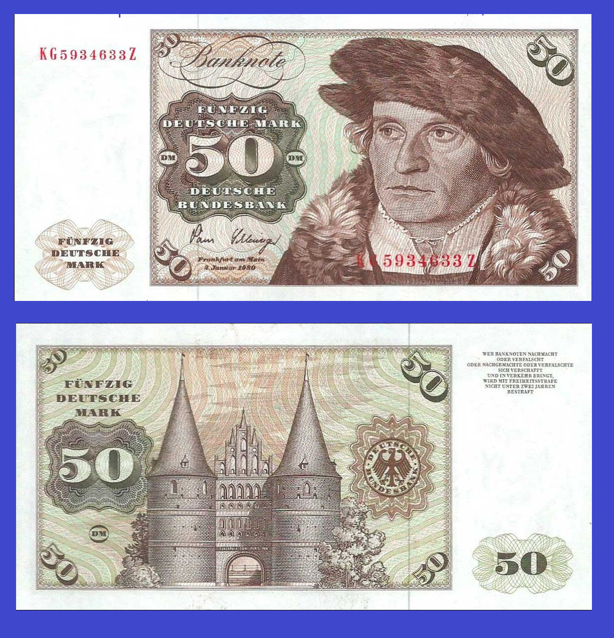 GERMANY   50  mark marks  1980   - Copy