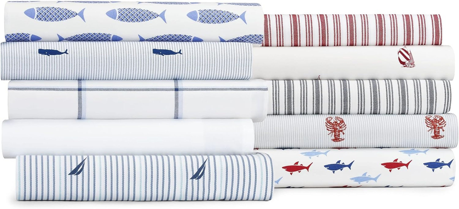 - King Size Sheets, Cotton Percale Bedding Set, Crisp & Cool, Coastal Home Decor