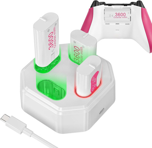 4 Pack Rechargeable Battery Compatible with Xbox Series S/X,Charger Pink