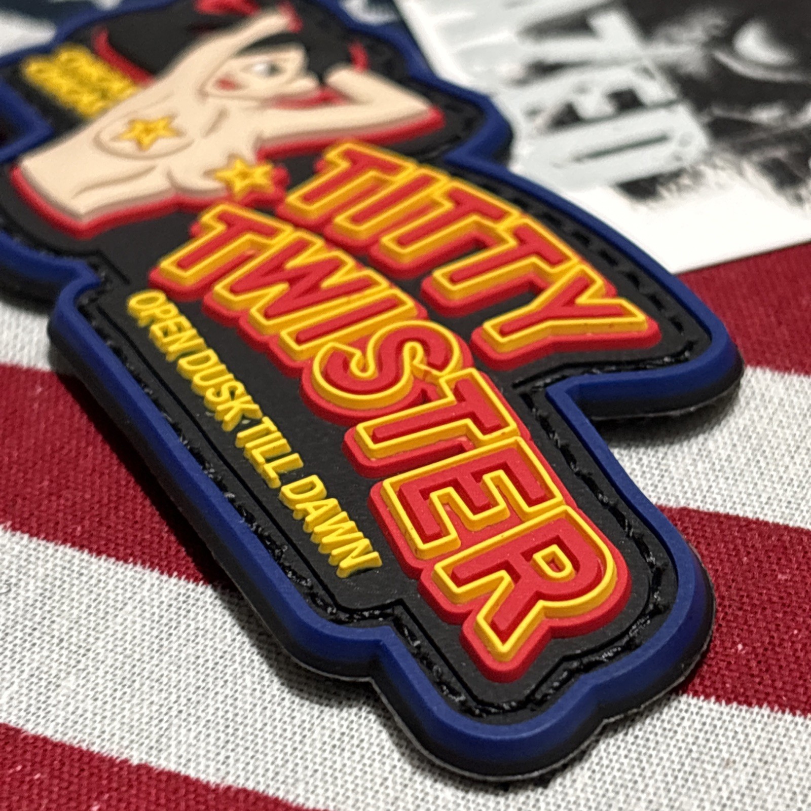 From Dusk Till Dawn Dk Blue Band Red Type Morale Hook Patch High Quality 3d PVC