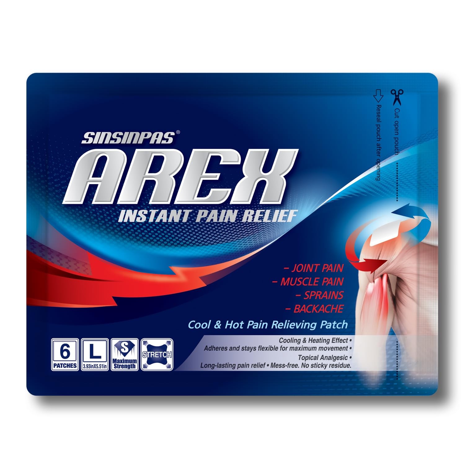AREX Cool & Hot Pain Relieving Patch, Large 1 Pack (6 Patches Total)…