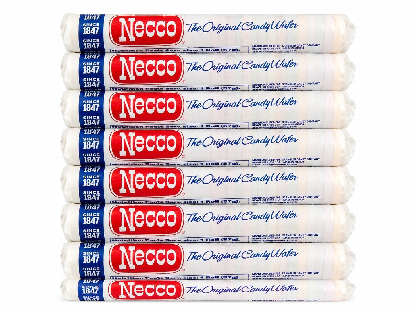 Necco Wafers Original Assorted Candy 8 Rolls Classic Old Fashioned Hard Candy
