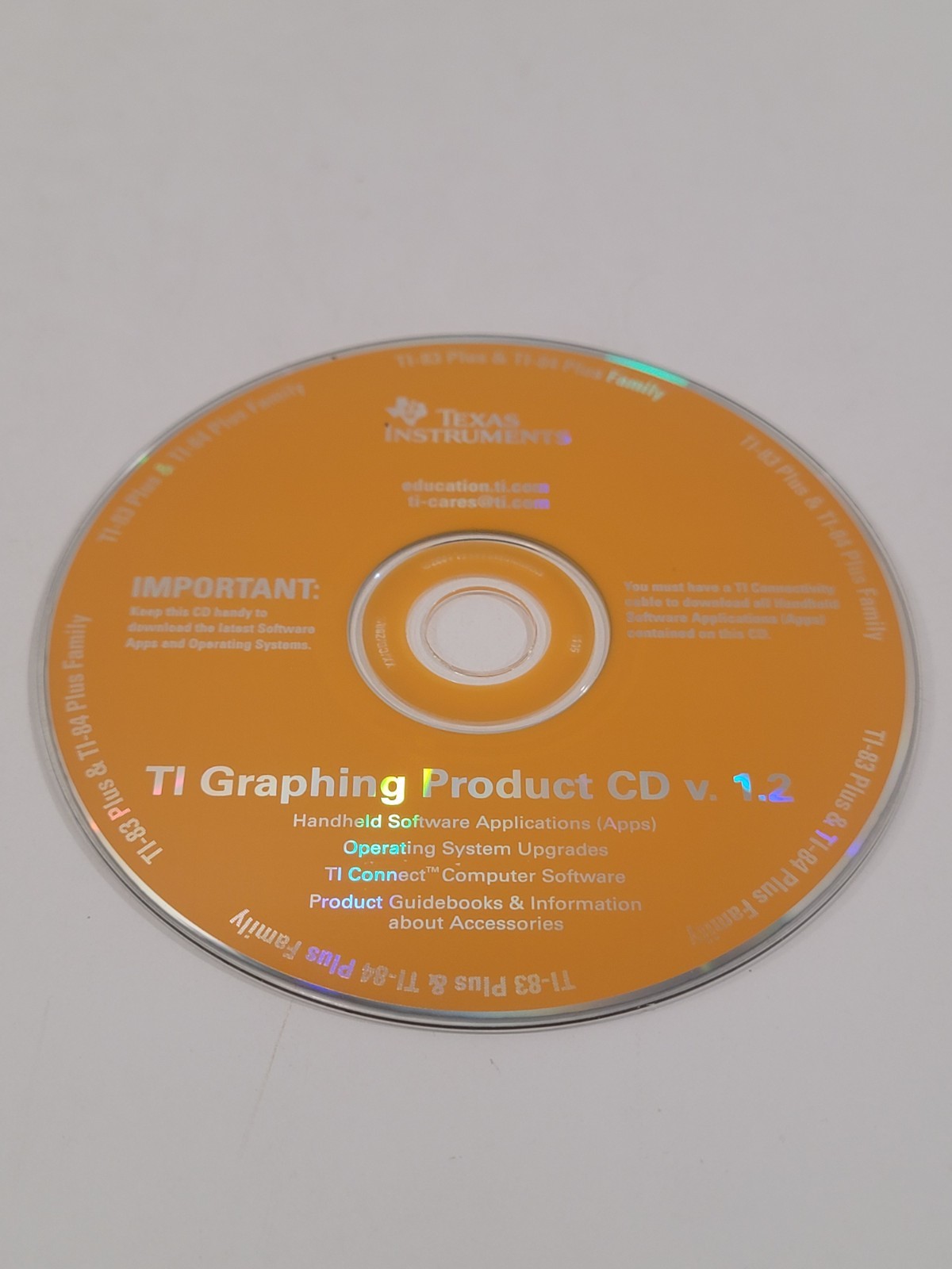TEXAS INSTRUMENTS TI Graphing Product V. 1.2 PC Software CD-ROM