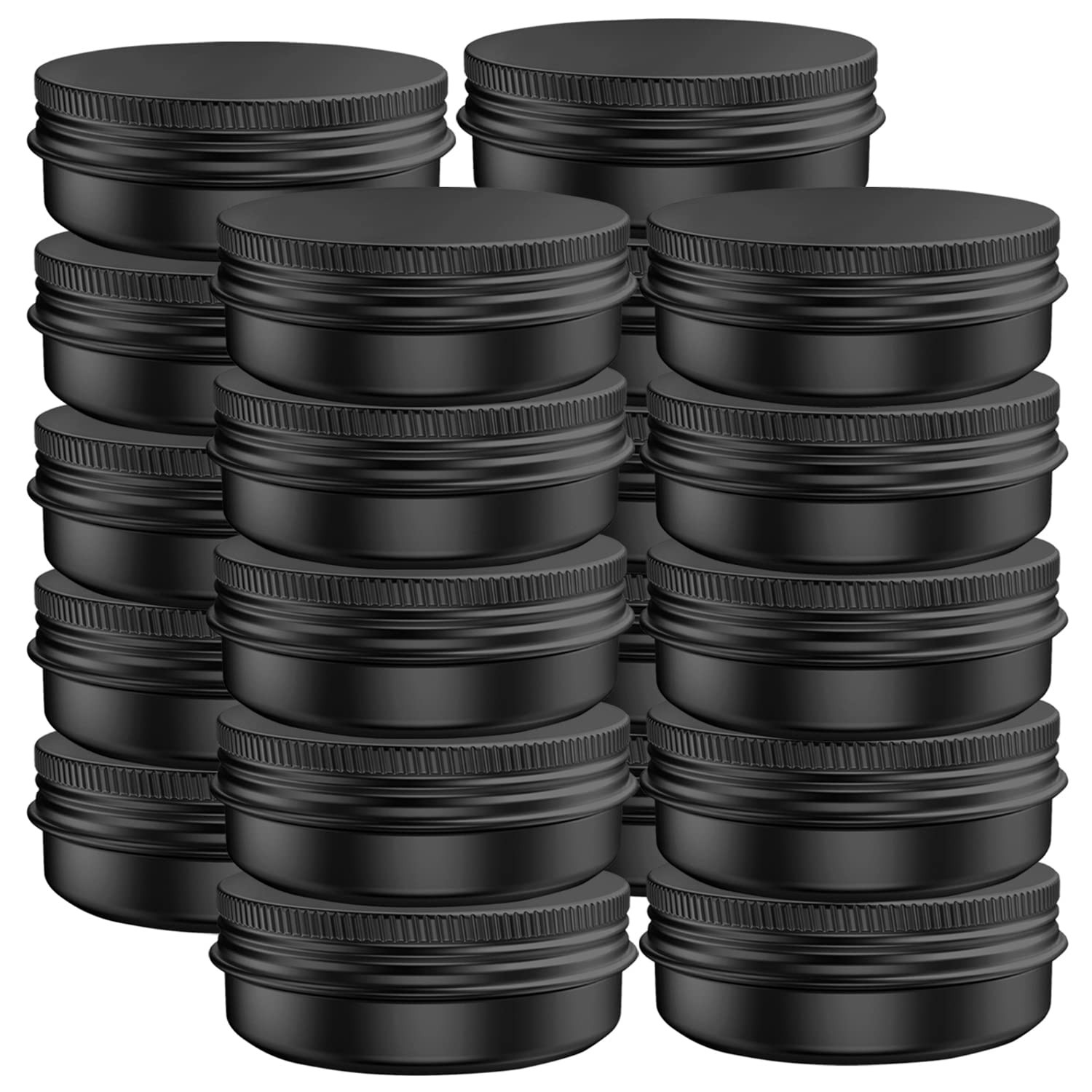 40 PCS 2oz 60mL Black Aluminum Tin Jar Container Leak Proof Round Screw Lid