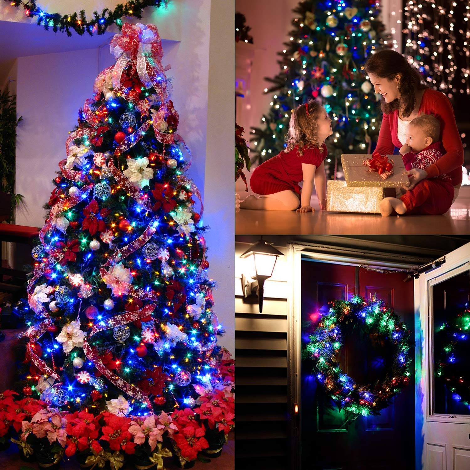 Christmas Lights Multicolor 2 Pack 17.94ft 50 Led Christmas String Lights Batter