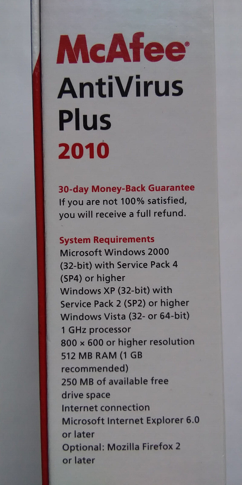 McAfee AntiVirus Plus 2010 (for up to 3 PCs)