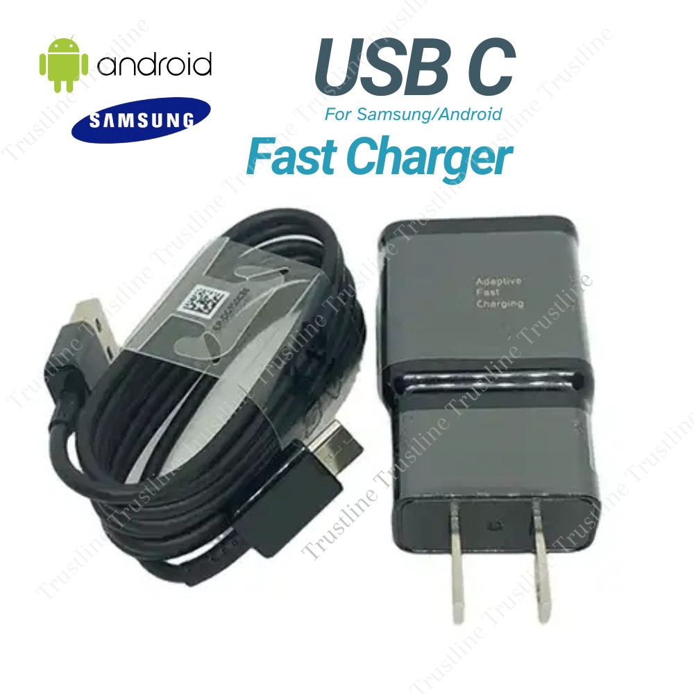 Adaptive Fast Charger Kit with USB C/Type C Cable Wall Block For Samsung Android