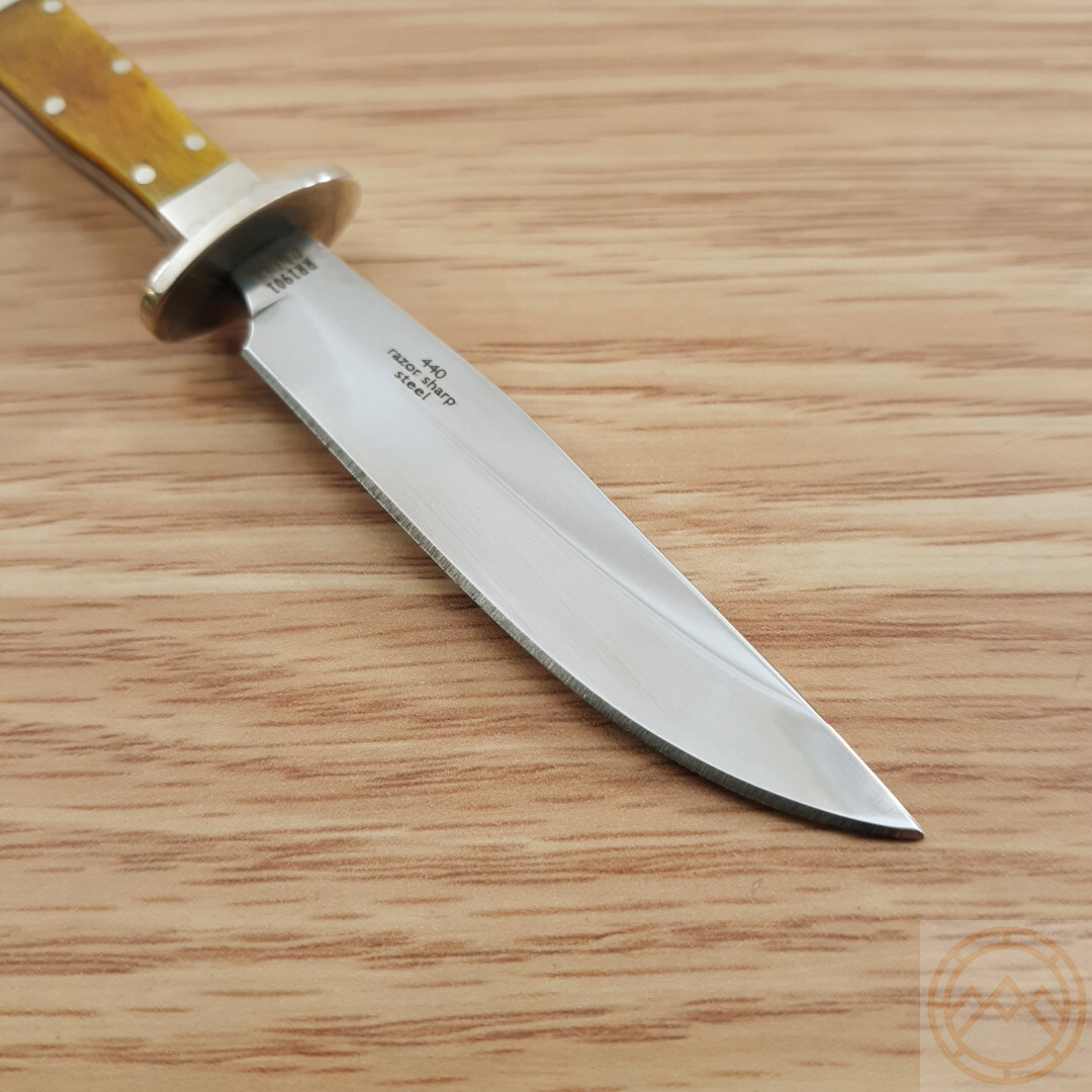 Rough Ryder Texas Mini Bowie Fixed Knife 2.5" Steel Blade Smooth Bone Handle