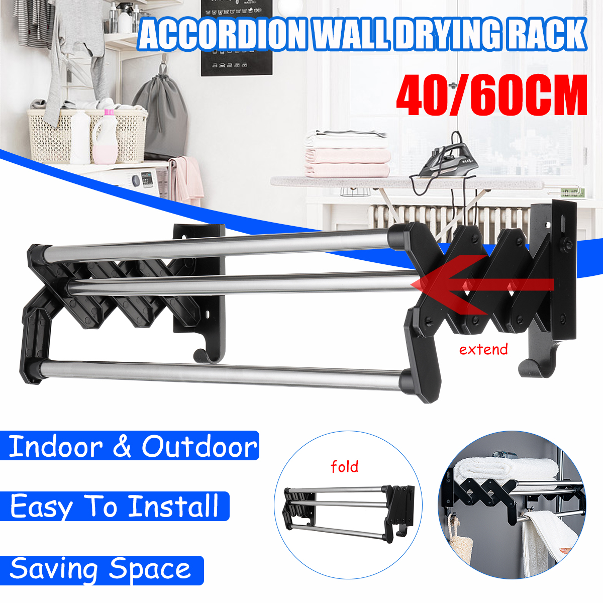 Stainless Steel Wall Mounted Expandable Clothes Drying Rack Towel Rack