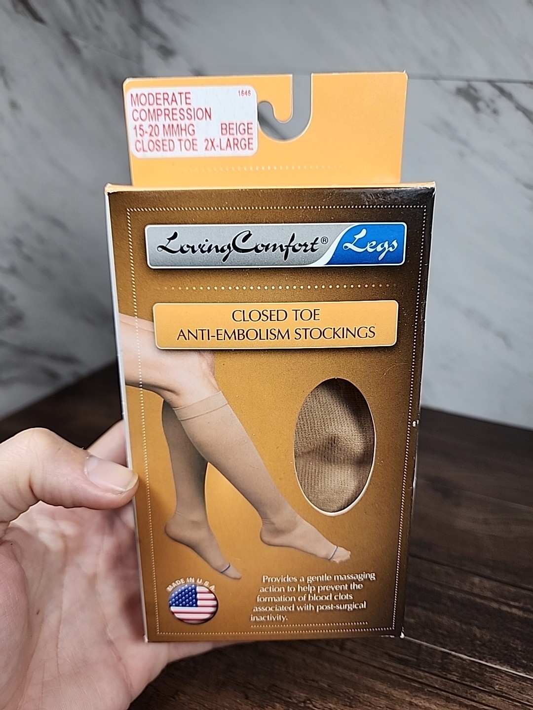 Loving Comfort Closed Toe Anti-Embolism Stockings 15-20mmHg (Beige) 2X-Large