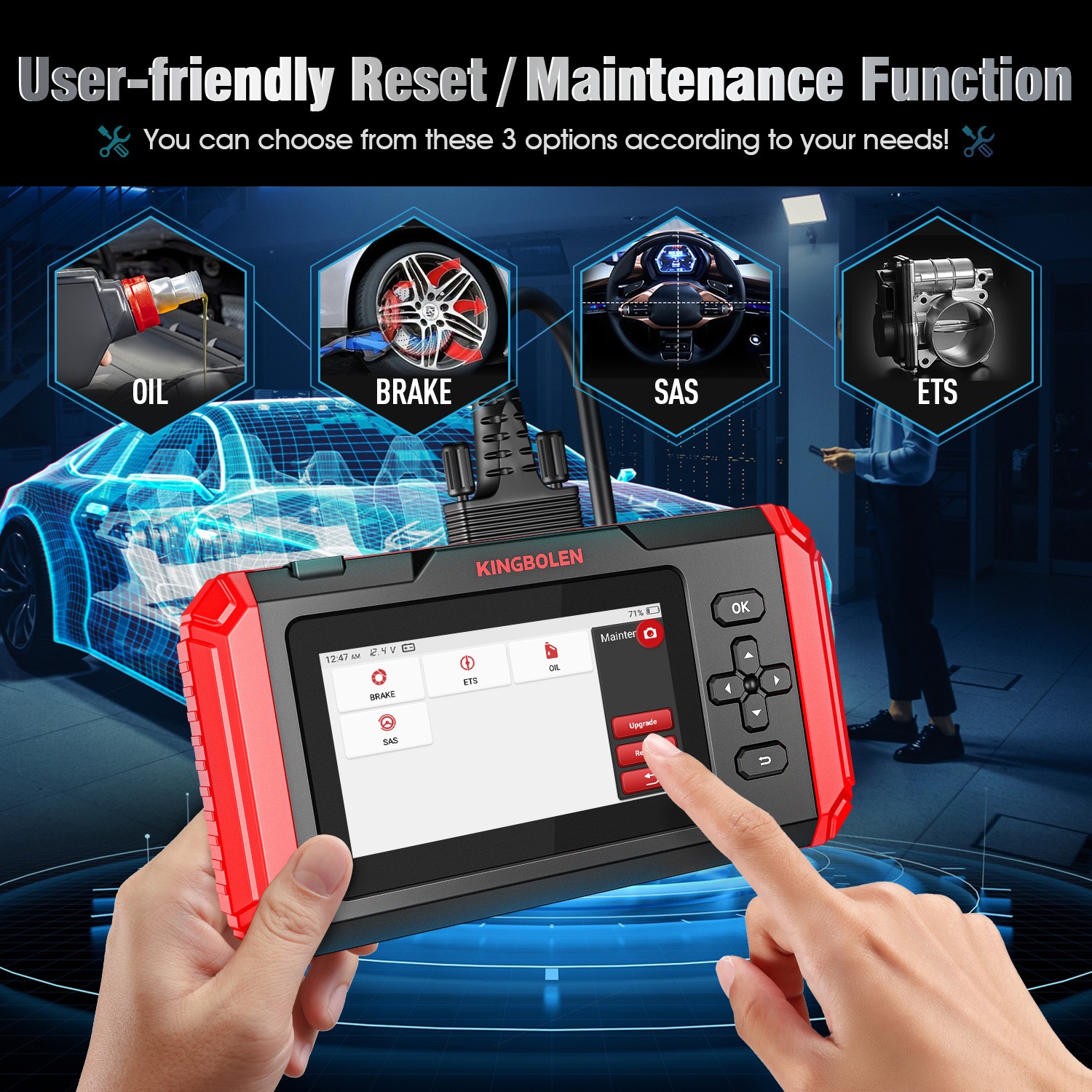 2026 KINGBOLEN S500 Car OBD2 Scanner Diagnostic Tool Engine ABS SRS Code Reader