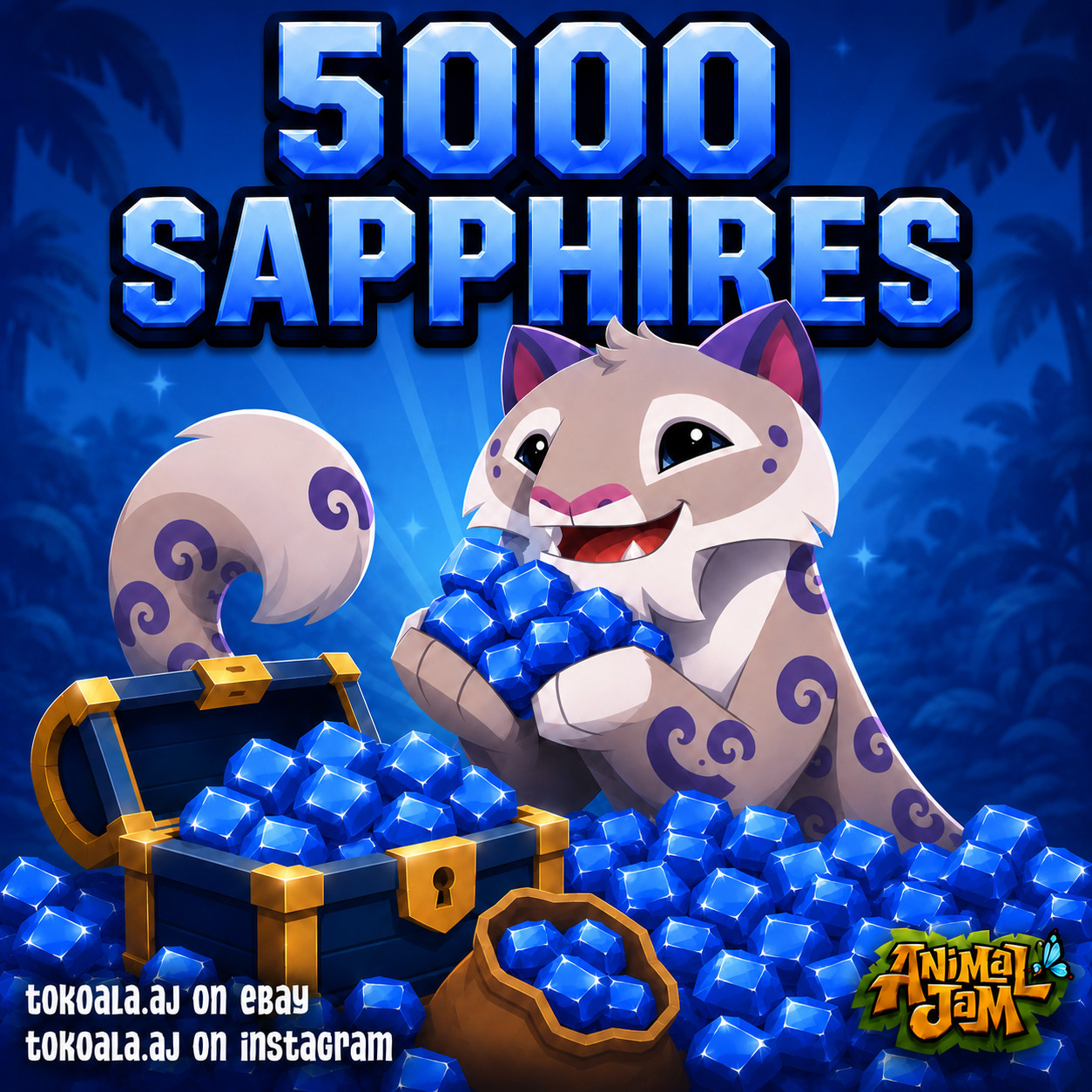 Animal Jam Play Wild AJPW 5000 Sapphires *READ DESCRIPTION*