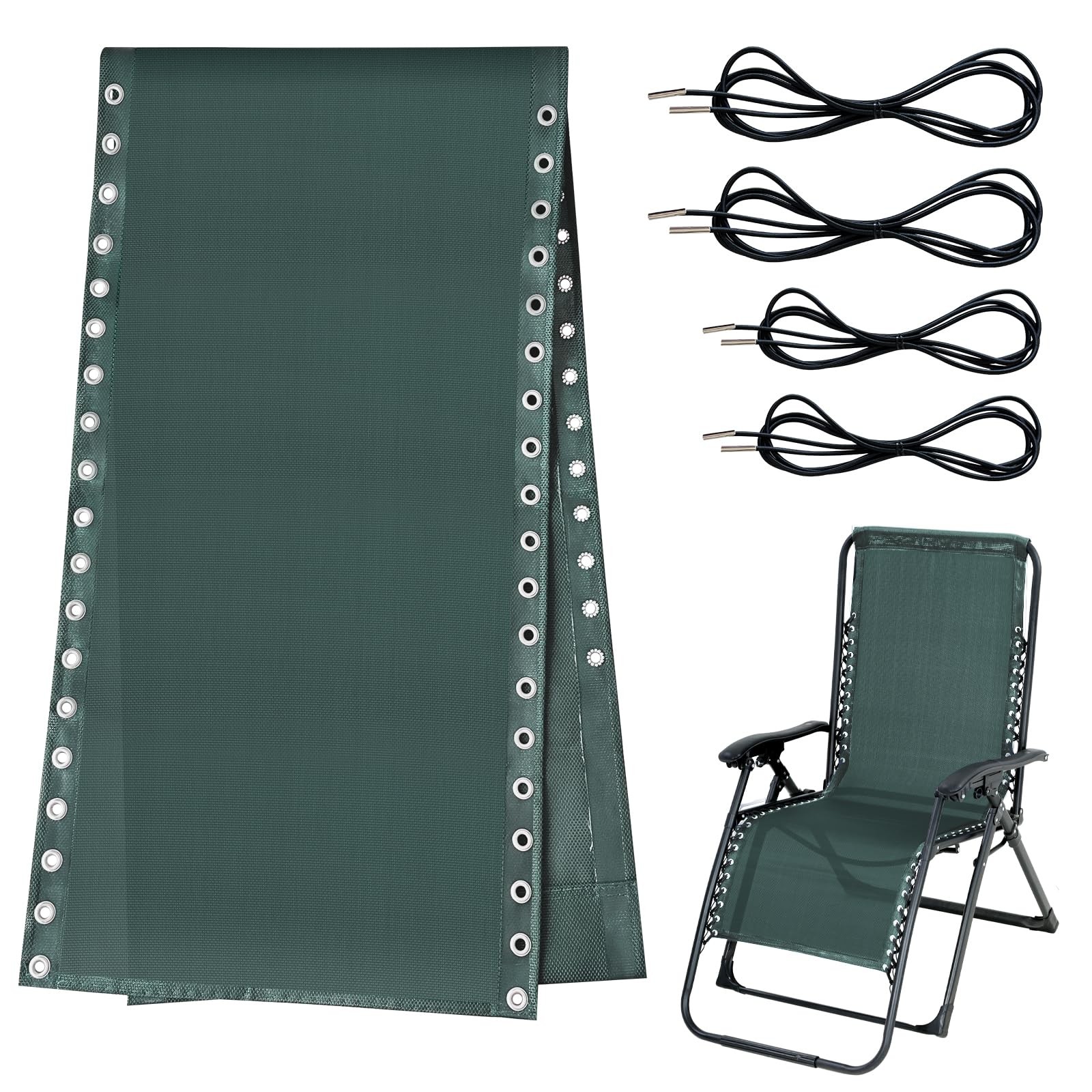 Zero Chair Fabric with Cord Kits, 17inch Wide Repair Cloth with Bungee Cord f...