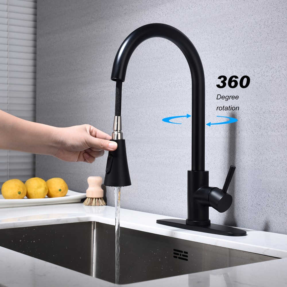 Kitchen Faucet with Pull Out Sprayer Single Handle Stainless Steel Sink Faucet