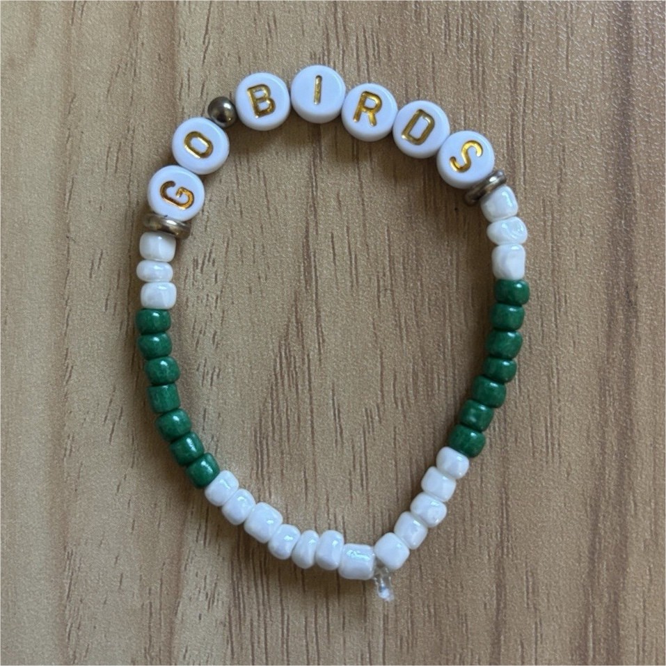 Bubbles & Baubles Studio Handmade Beaded Bracelet Green White Round Beads