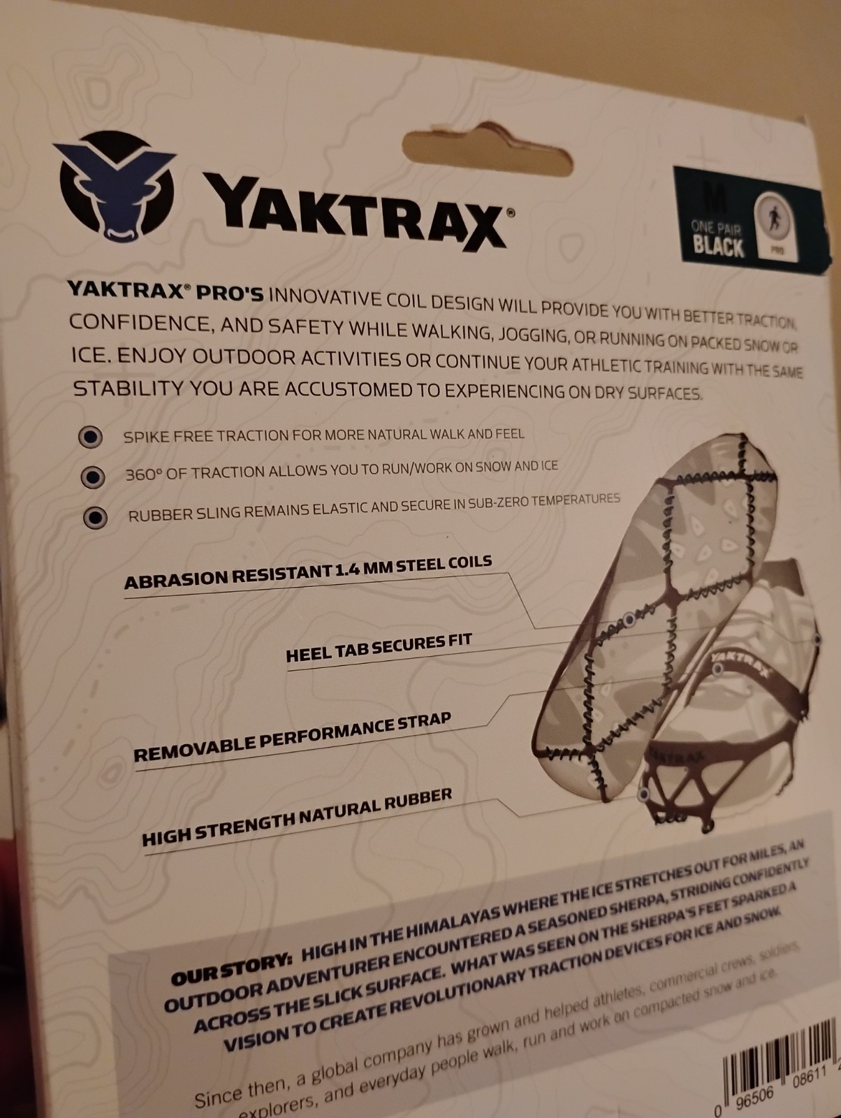 Yaktrax Winter Traction Walk Size Medium BLACK