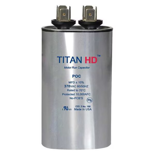 Titan Hd Motor Run Capacitor,15 MFD,370V,Oval POC15A Titan Hd POC15A