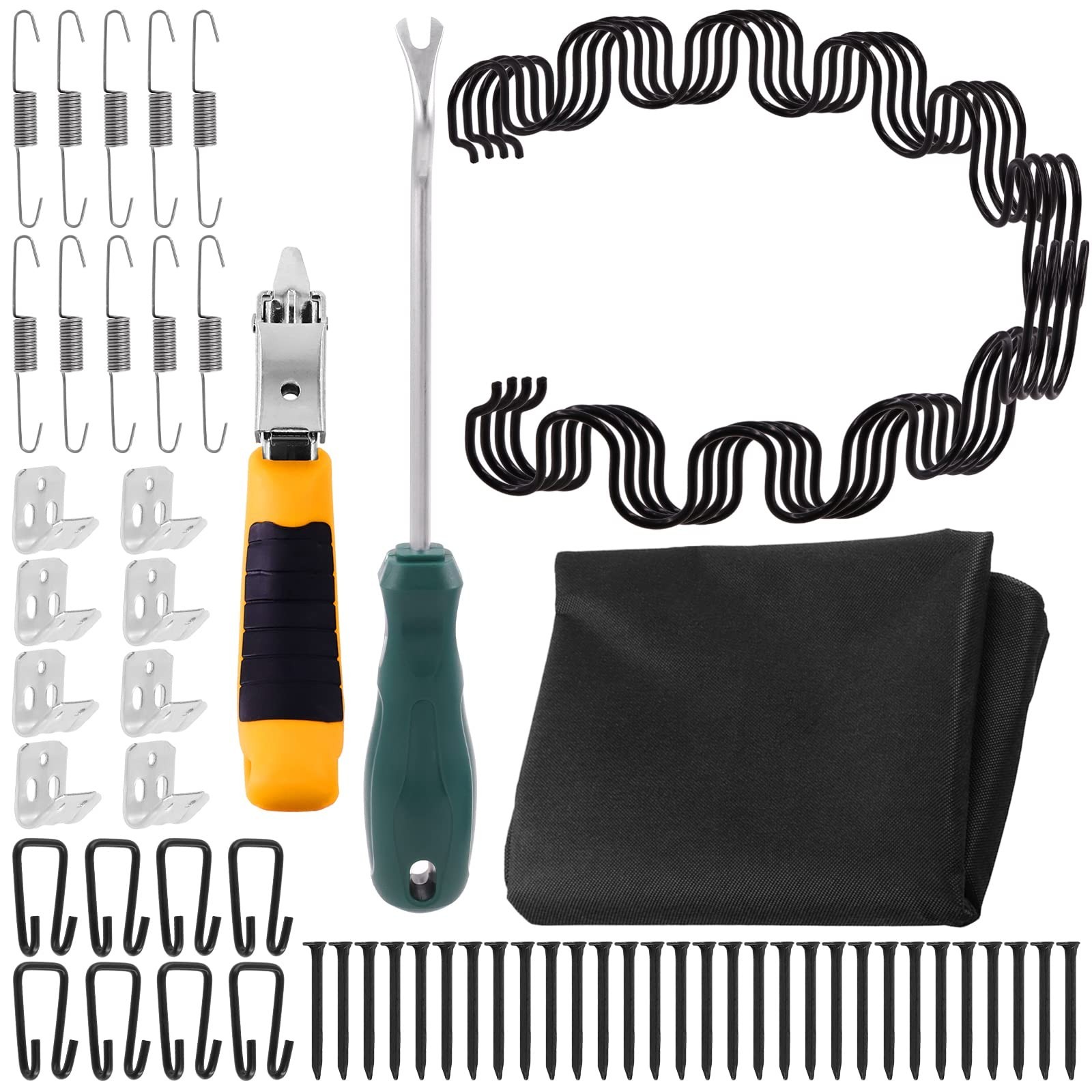 63Pcs Couch Spring Repair Kit, 25" No Sag Springs, S-Clips, Hooks, Dual Hook ...
