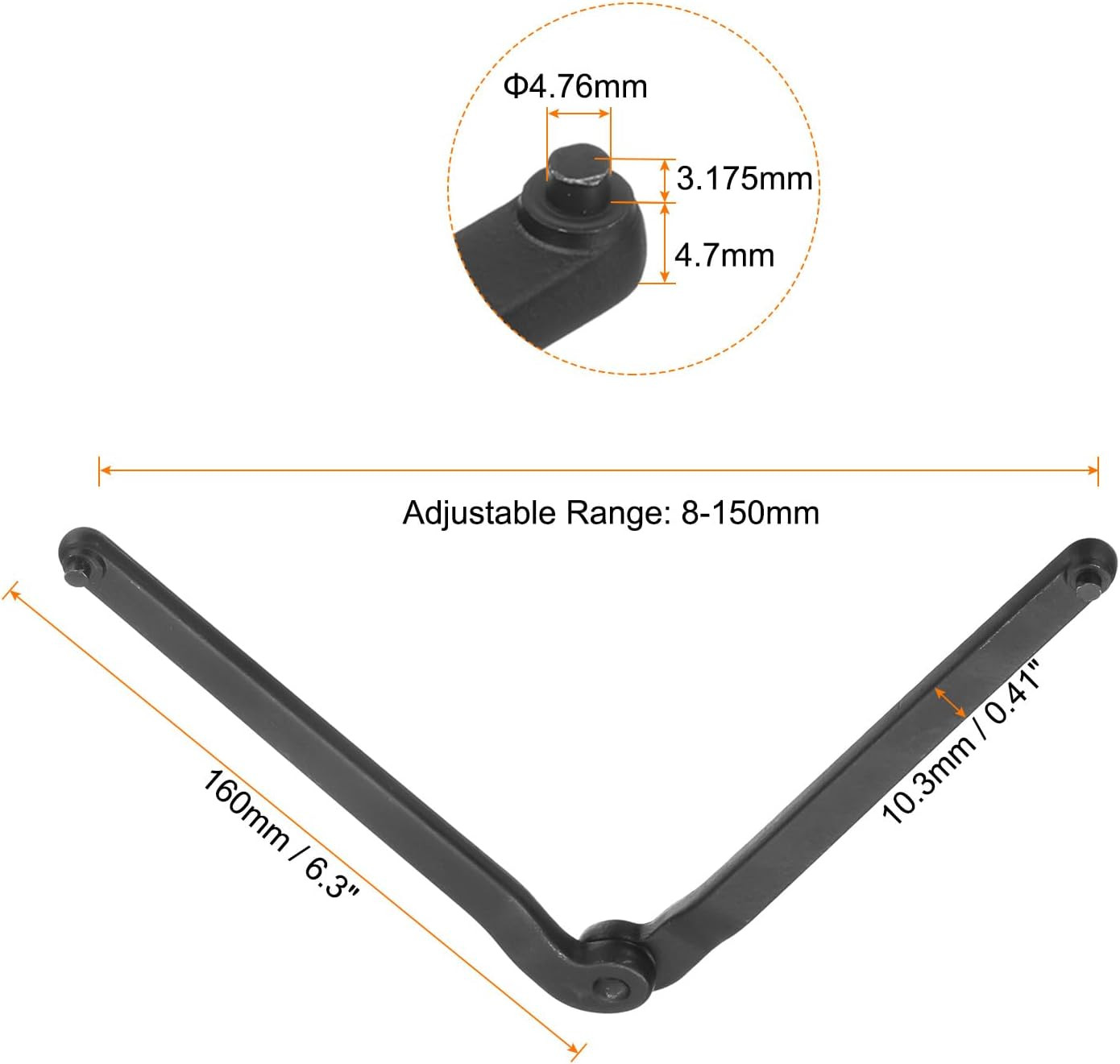 Universal Adjustable Angle Grinder Wrench 2" Span Diameter CR-V