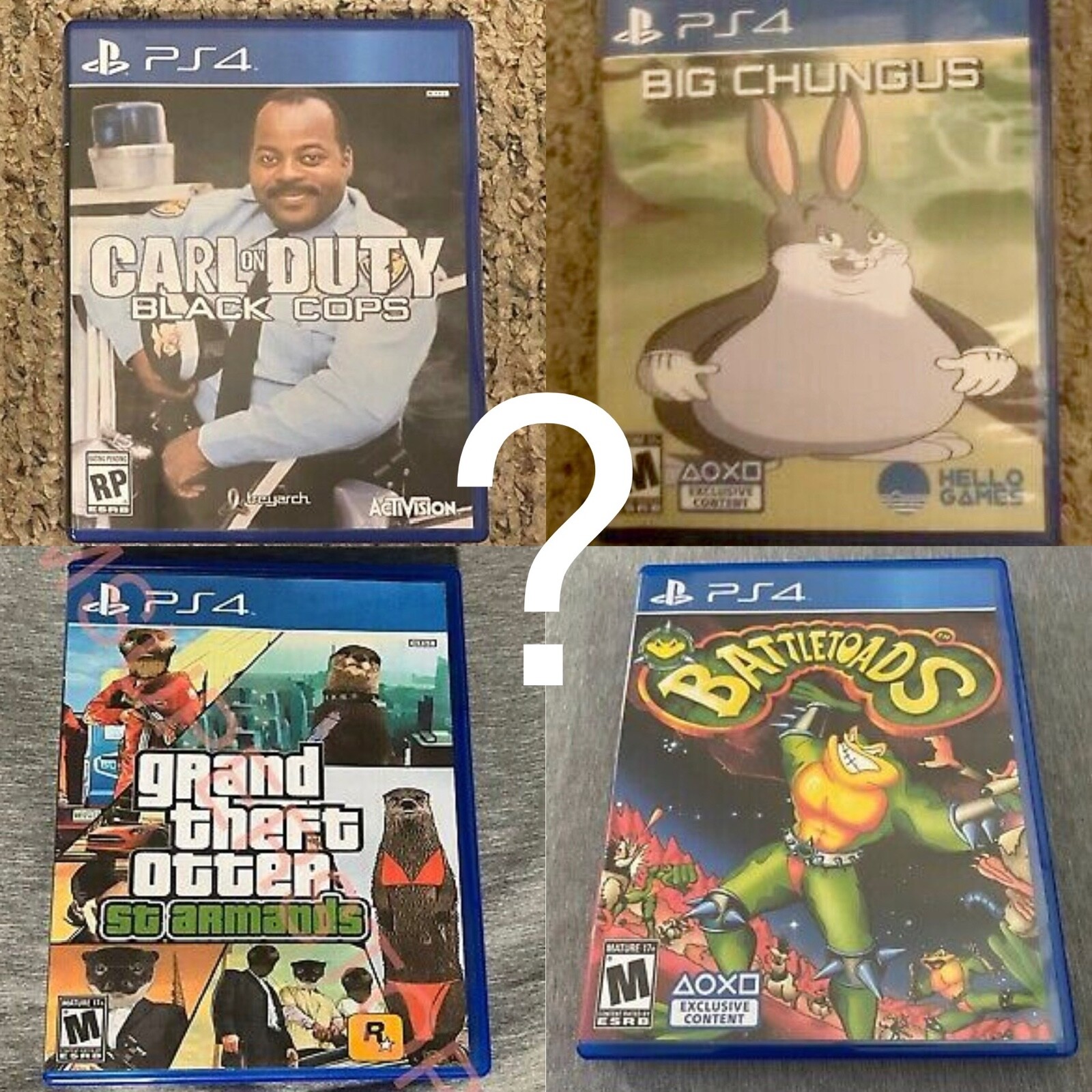 LOT OF 2 - PS4 / PS5 Mystery Meme Game Cases Chungus Carl on Duty GTA etc