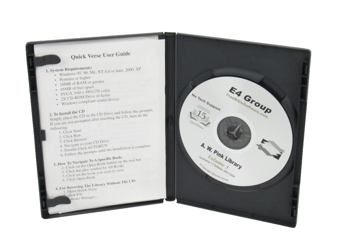 QuickVerse E4 Bible Study Arthur Pink Library Vol. 3 PC Software Tested Works