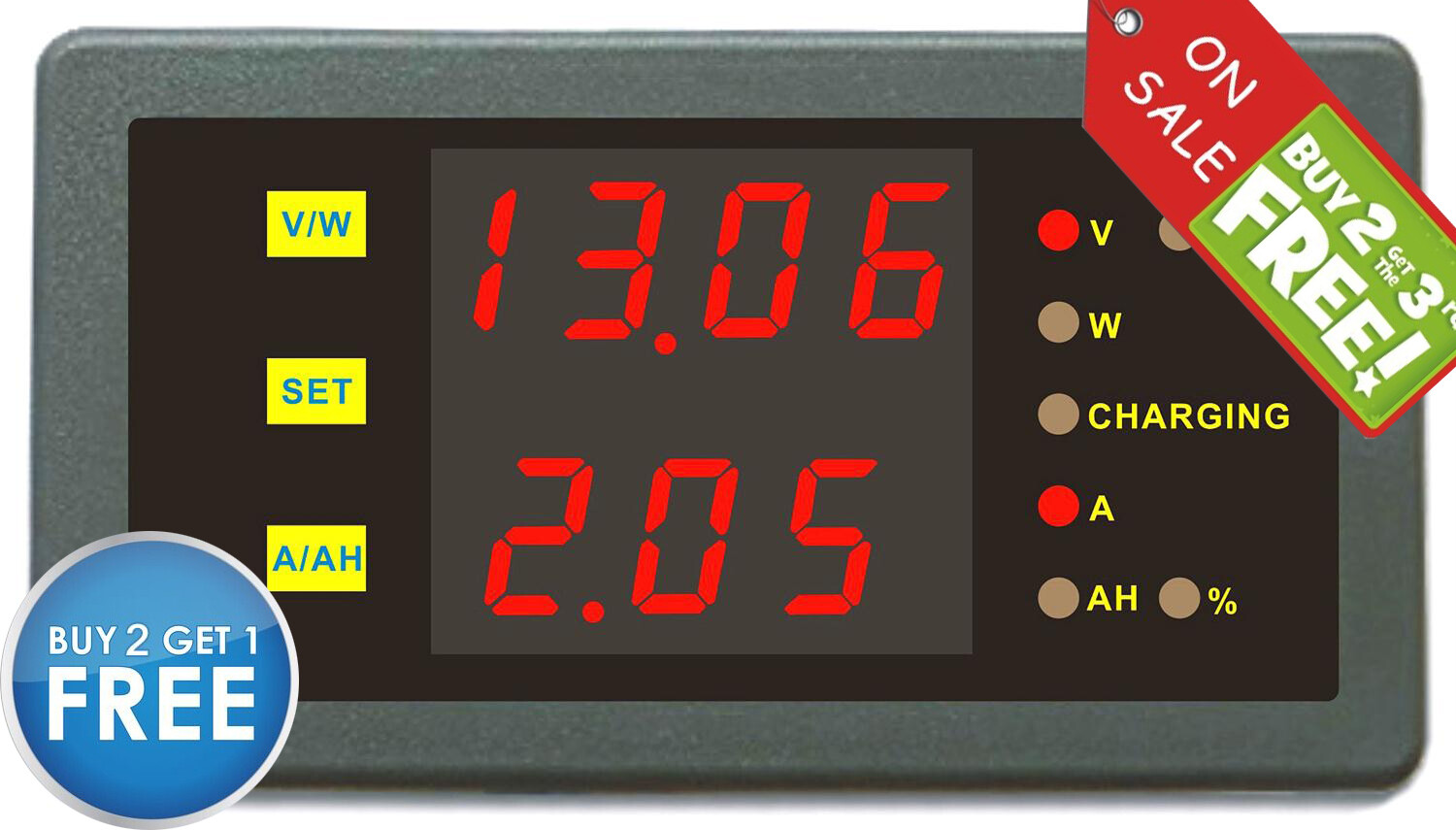 DC 0-120V 0-600A Voltage Current Power Capacity Combo Meter Charge Discharge