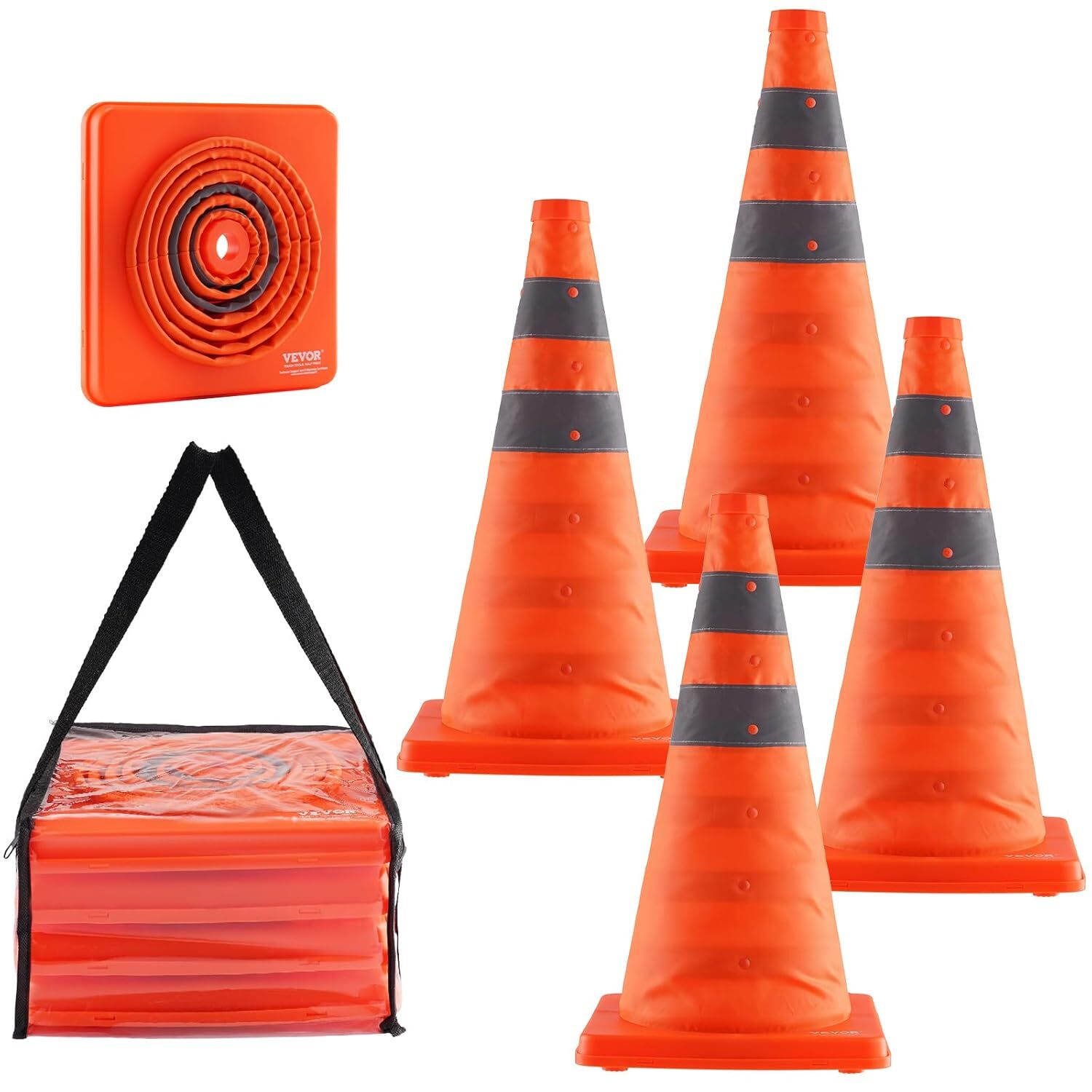 18/28'' Multi Purpose Pop-up Collapsible Traffic Safety Cones with Reflective
