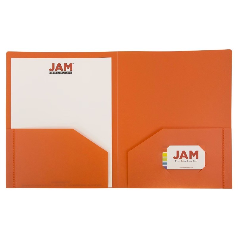 6pk 2 Pocket Heavy Duty Plastic Folders - Orange