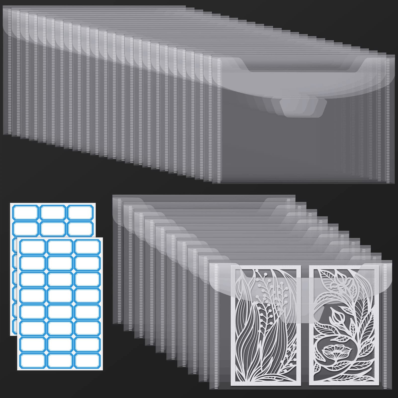 35 PCS Clear Stamp Die Envelope Scrapbooking Storage Stencil 7.5x5.5 Inch