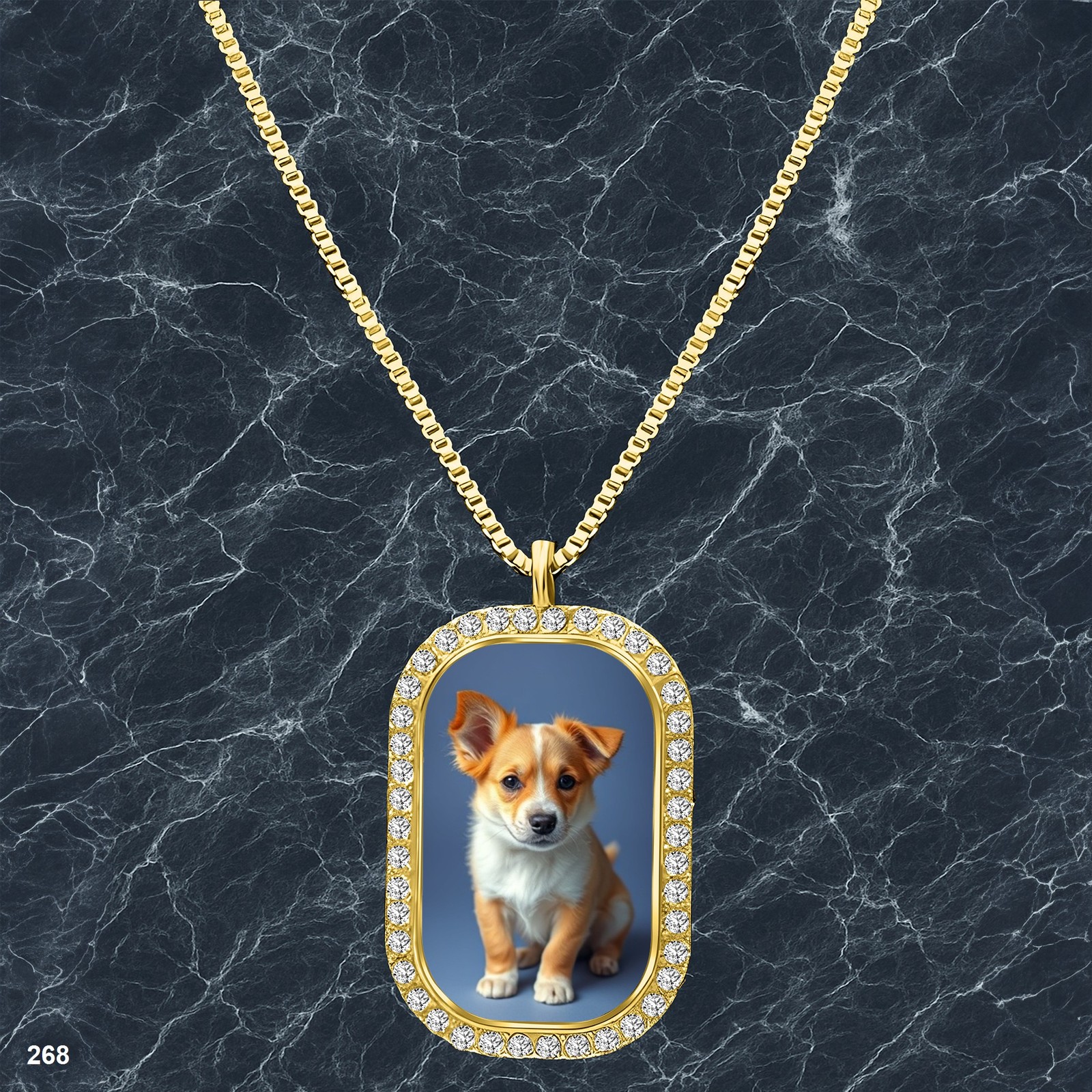 Stunning Cute Dog Puppy Pendant Necklace Photo Design Modern Gold Tone Fine